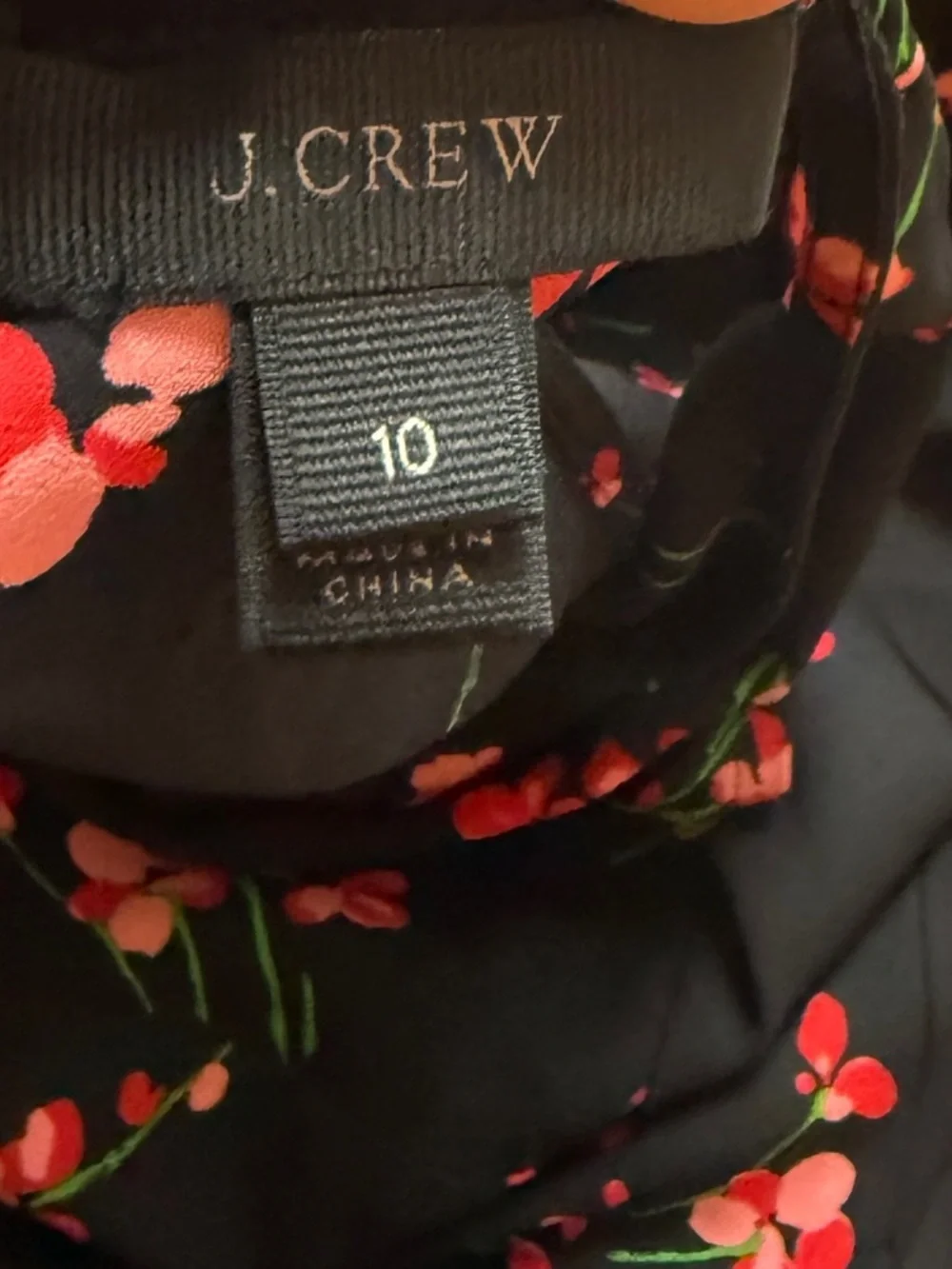 J. CREW Women’s Black Red Floral Sleeveless Ruched Waist Dress Size 10